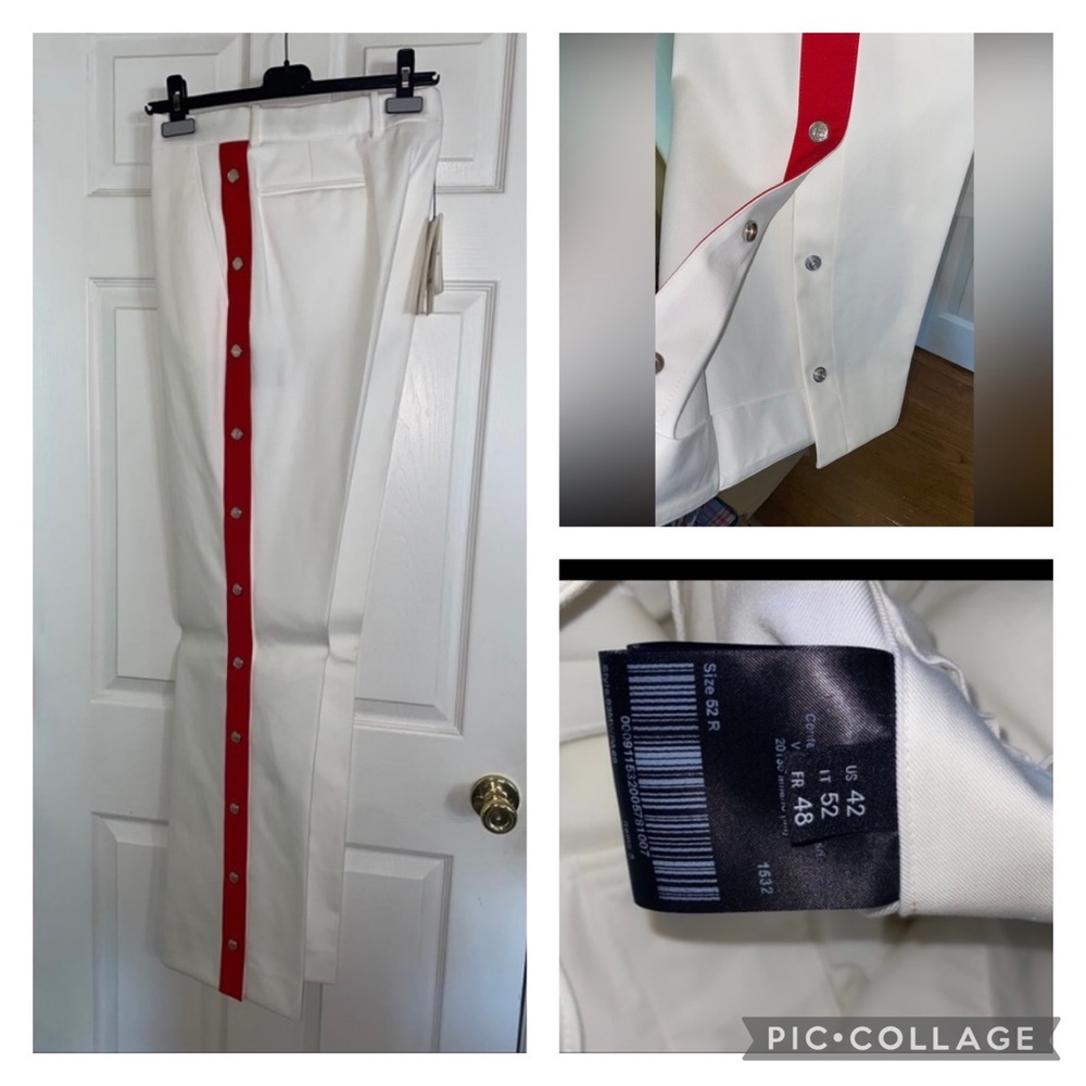 NWT- CALVINKLEIN205W39NYC Marching band white with red stripe. Classic trousers